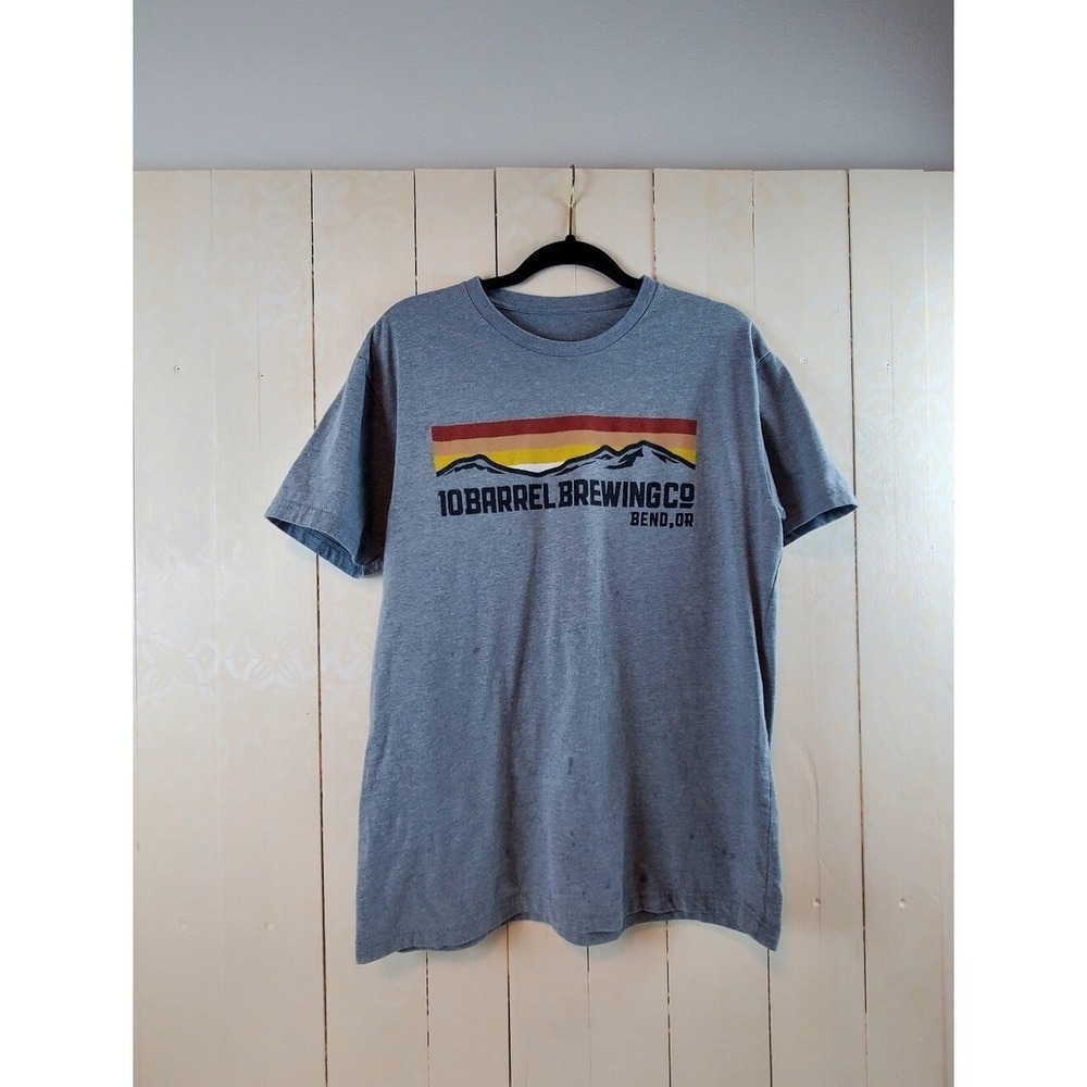 10 Barrel Brewing Co Bend Oregon Mens Graphic T-Shirt Gray Heather Mountain L
